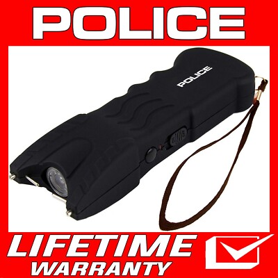 POLICE Stun Gun 916 700 BV Self Defense Rechargeable LED Flashlight Black