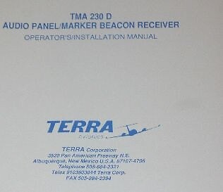 Terra TMA-230D Audio Panel MB Receiver operation/installation manual TMA230D