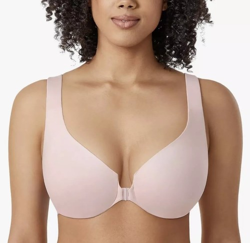 Delimira Bra Front Closure Full Coverage 34C Racerback Underwire Light Pink