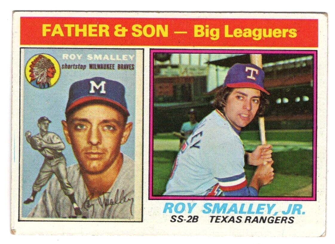 ROY SMALLEY JR & SR 1976 TOPPS FATHER & SON BIG LEAGUERS CARD 70