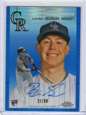 2022 TOPPS CHROME PLATINUM BRIAN SERVEN BLUE PRISM ROOKIE AUTO ROCKIES /99