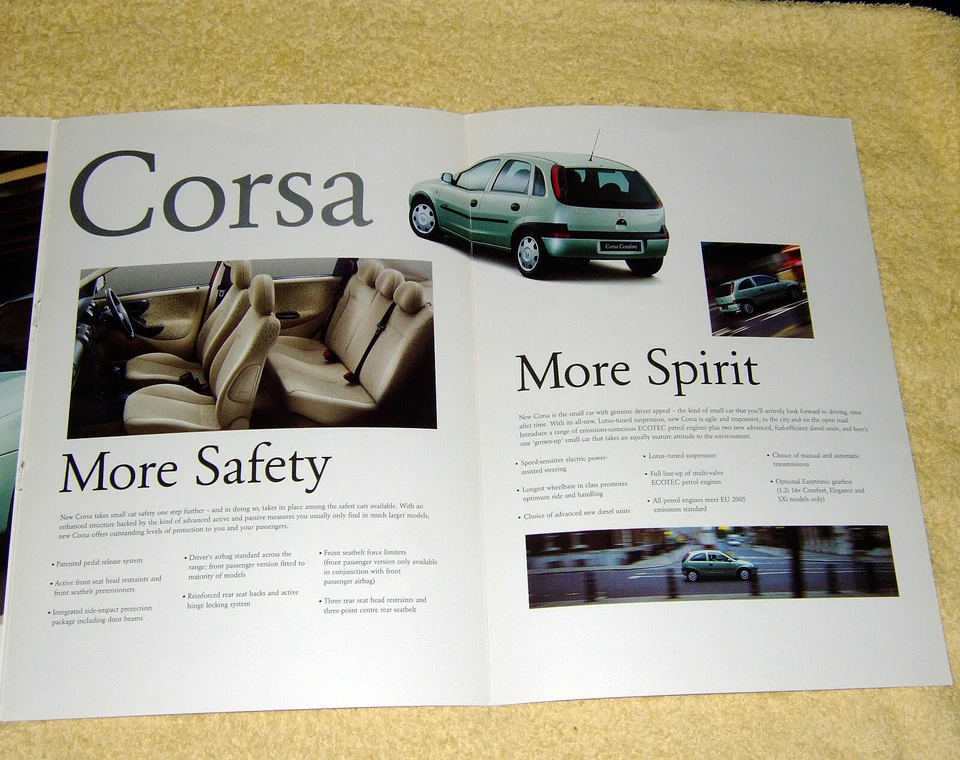Vauxhall Corsa C Preview 8 page fold-out Brochure, September 2000 - Image 4 of 4