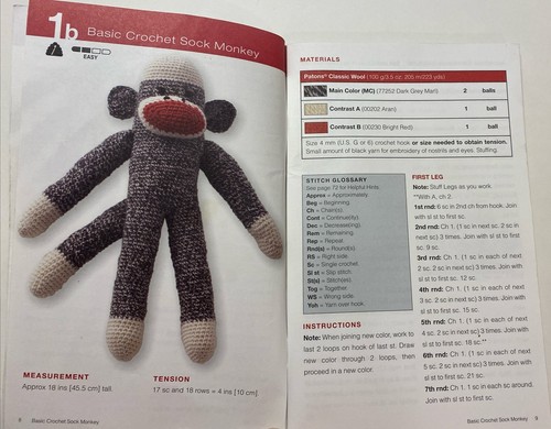 Patons Knit Crochet ~ Monkey Business ~ Pattern Booklet 500875 - Picture 6 of 6