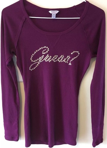 GUESS Womens Burgundy Red Rhinestone 