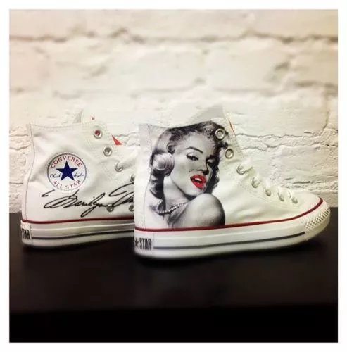 Embrión escucha Esperanzado Converse White High Alte Paint Custom Designed Marilyn Monroe | eBay