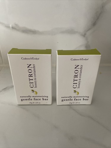 NEW 2 x Crabtree & Evelyn Citron Honey & Coriander Gentle Face Bar Soap 1.25oz