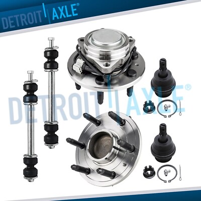 6pc RWD Front Wheel Bearing Hubs Ball Joints Sway Bars for Silverado Sierra 1500