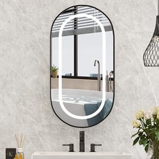 Bright Oval LED Bathroom Mirror Medicine Cabinet Dimmable Lighted Vanity Mirror