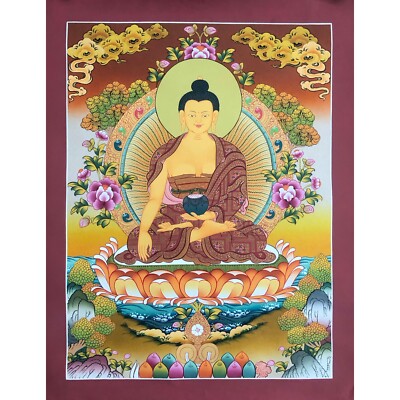 Master Quality 24k Gold Shakyamuni Buddha Thangka Painting, Blessed Buddha Art o