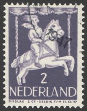 Netherlands 1946, Child on horseback in merry-go-round, 2 cent used VF