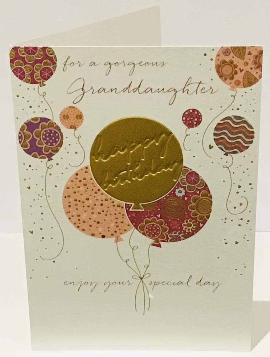 FOR A GORGEOUS GRANDDAUGHTER - BEAUTIFUL EMBOSSED CARD WITH FOIL
