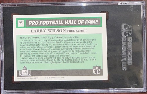 1990 Swell Greats Larry Wilson firmata AUTO CARD #95 SGC AUTENTICA Cardinals - Foto 2 di 2