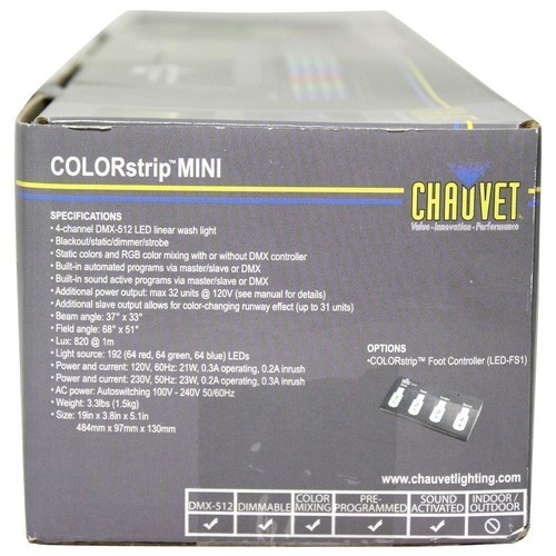 Chauvet COLORSTRIP MINI DMX DJ Light Bar LED Color Strip+Bluetooth Speaker - Picture 8 of 12