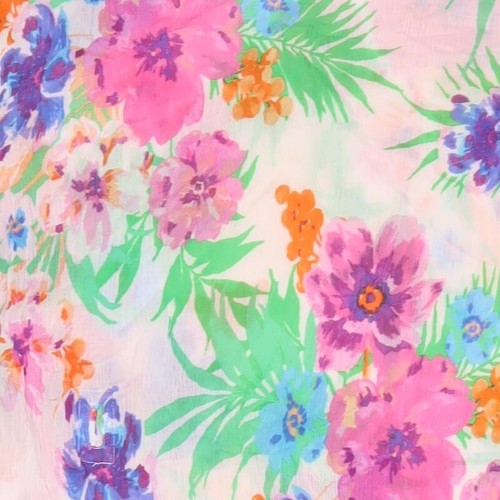 John Lewis Womens Multicoloured Floral Cotton Tunic T-Shirt One Size Boat Neck - Picture 10 of 10
