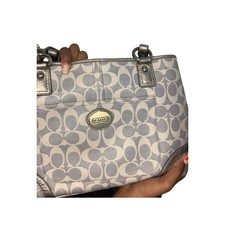 blue and white coach purse