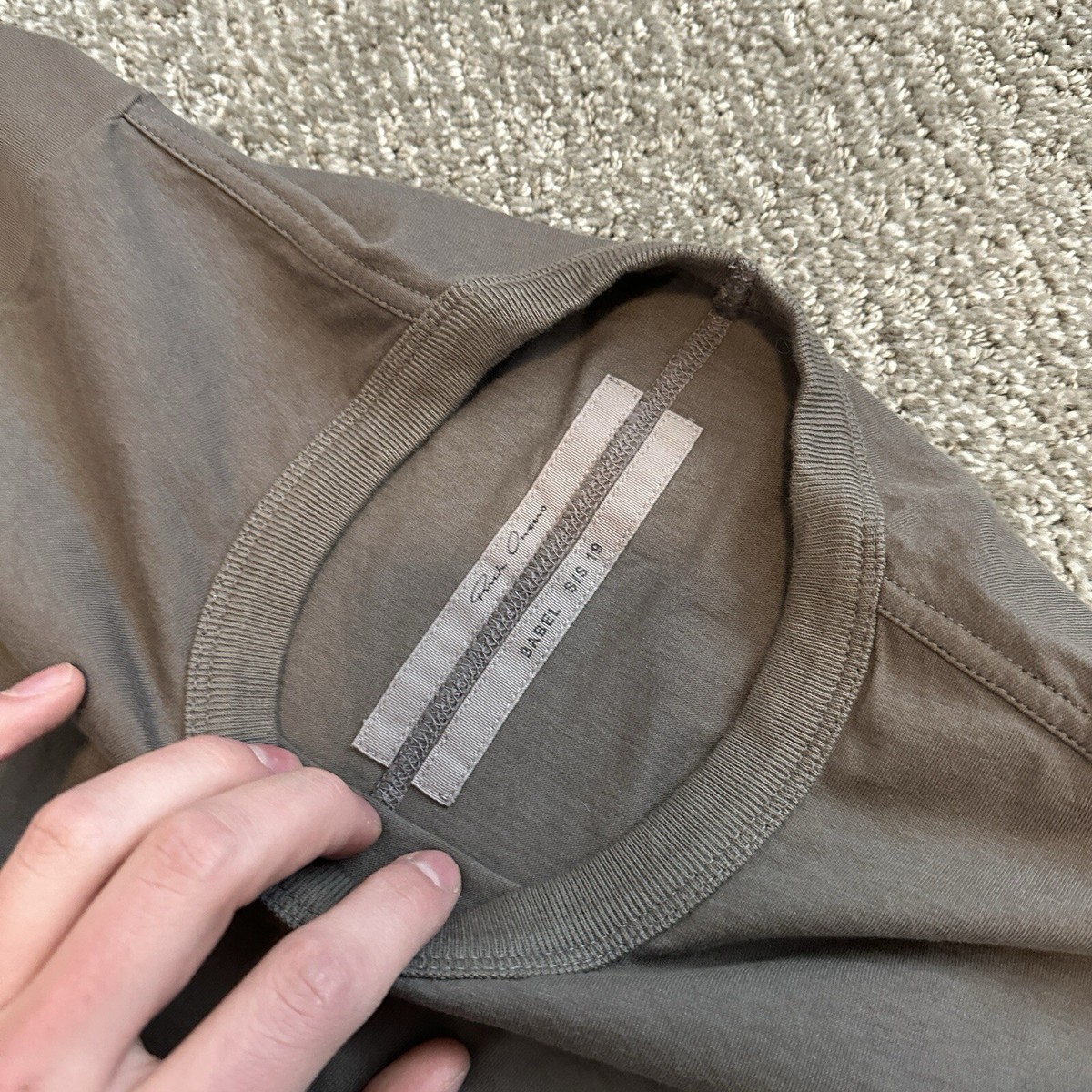 Rick Owens BABEL シャツ Rick Owens T Shirt Men's Small Babel S/S 19 Long Rolled Hem