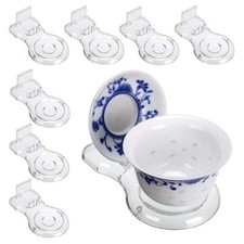 8 Pack Clear Teacups and Saucer Display Easel Stand Holder Dinnerware Display
