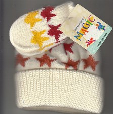 Mitten Hat Set, One Size Fits Most for Infant or Toddler, Cream With Stars,New