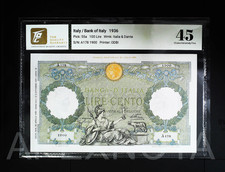 ITALIA 100 LIRE 1931-36 P55a XF+ 45 EF+ EXTRA FINE+ PREFISSO A178 EMISSIONE SCARSA