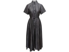 Black White Christian Dior Polka Dot Print Silk Dress Size FR 38