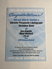 2026 1st Bowman Chrome Variation Base Aiva Arquette Auto Redemption RC Marlins