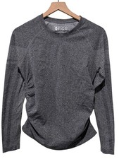 FIGS Seamless Long Sleeve Underscrub Top Women Sz S Graphite Gray Ruched