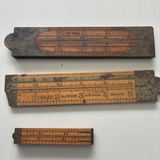 Vintage Stanley No. 32 1/2 Boxwood 12 Inch Folding Rule Plus 2 More Unmarked