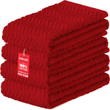 100 Cotton Kitchen Towels 15 x 25 Inch Red Set Pack of 4