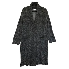 J Jill Wool Blend Long Marled Duster Cardigan Coat Sz M Knit Coat Single Button