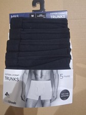 Marks & Spencer 5 Pack Cotton Lycra Jersey Trunk Boxers Cool & Fresh medium