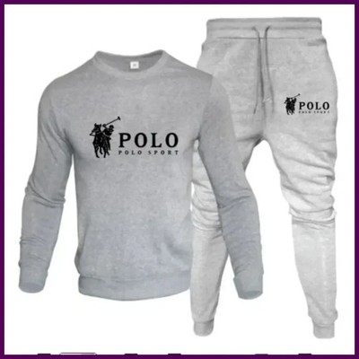 Men Autumn Winter Sweatshirt and Jogger Pants Set Casual Fitness Outfit
