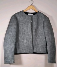 H M Edition Women  s Gray Houndstooth Snap Front Cropped Jacket Size Medium M