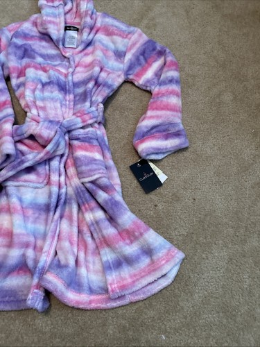 Girls Cuddl Duds Pink/Purple Hooded Robe Size M (7-8) NWT - Picture 4 of 11