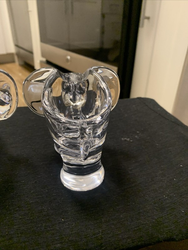 Vintage Art Vannes le Chantel France Pair Of Crystal Elephants