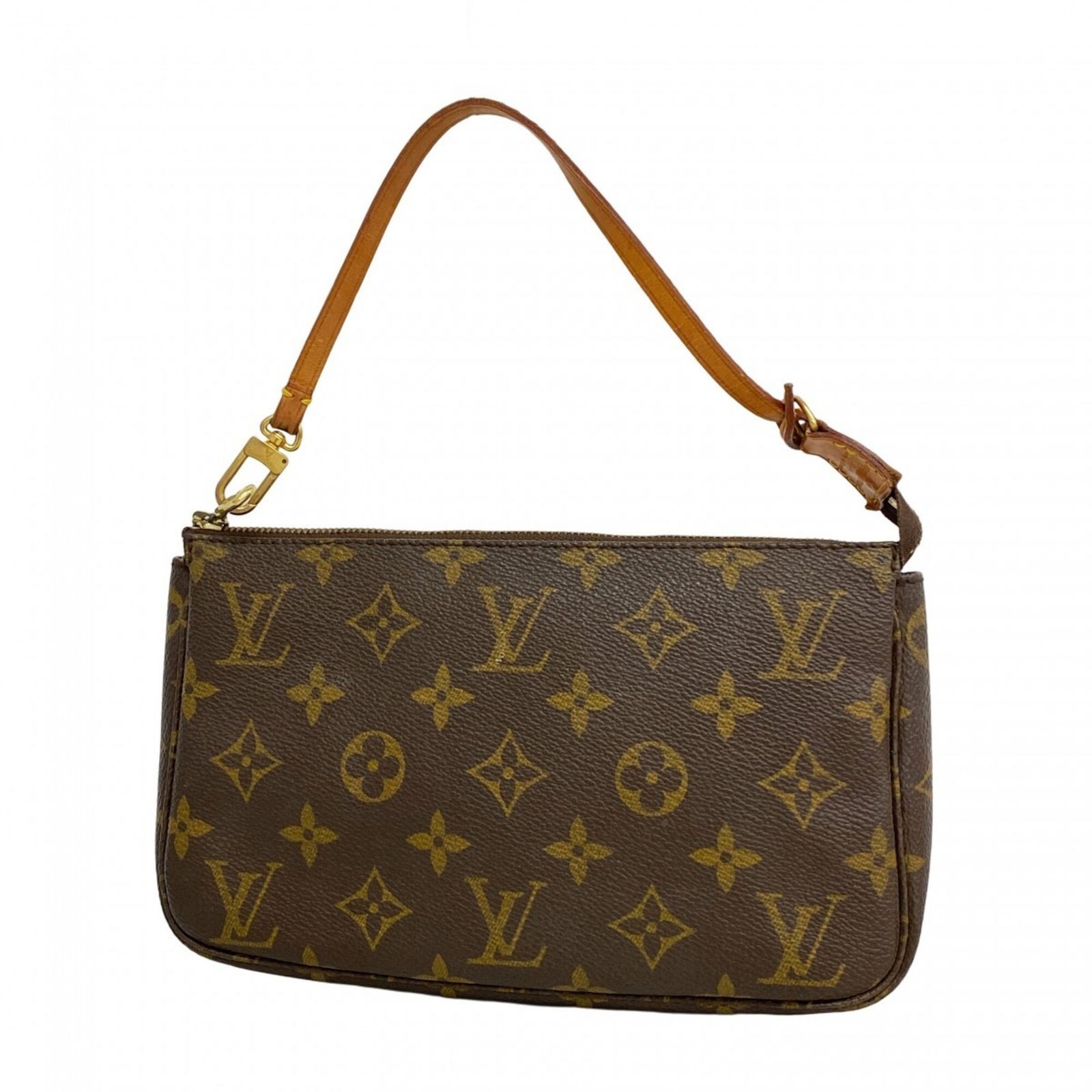 Louis Vuitton Monogram Pochette Accessoires M51980 Brown Canvas Pouch Authentic