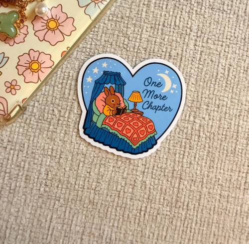 Cozy Reader Mouse Sticker – Cute Book Lover Aesthetic Vinyl Die Cut Sticker