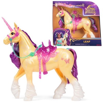 Unicorn Academy 11-inch Leaf Unicorn Doll Toy with Saddle and Bridle, Ages 4+