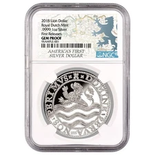 2018 Royal Dutch Mint Lion Dollar Silver 1 oz Proof NGC FR Label