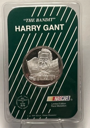 1991 Harry Gant Nascar Race Winston Cup Bullion .999 Silver 1 Oz Art Coin #33