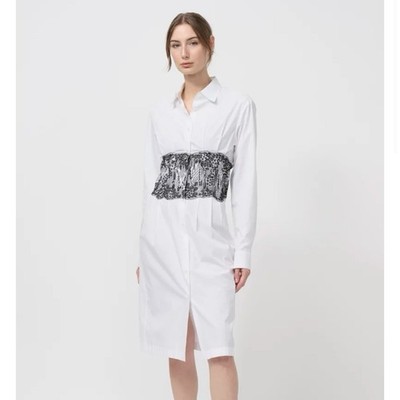 Dries Van Noten Davy Embroidered Cotton knee Lenght Dress In White Size 34