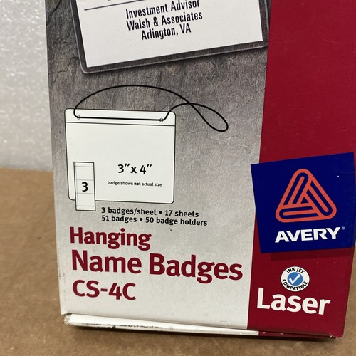 Avery Customizable Hanging Style Name Badges, 74520, 3" x 4", White, Box Of 50 - Picture 2 of 6