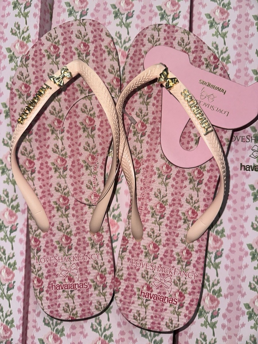NIB LoveShackFancy x Havaianas 'Strawberry Macaroon Slim Flip