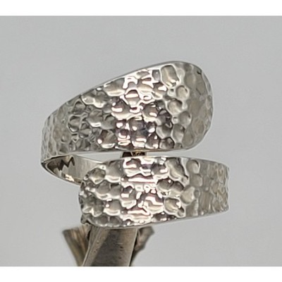 Strukturierter Sterling Silber Bypass Ring Statement Wickelring Vintage 11 verstellbar