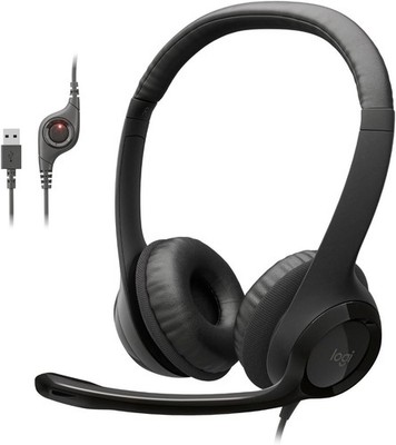Logitech H390 Wired Stereo Headphones with Noise Cancelling Microphone - Black