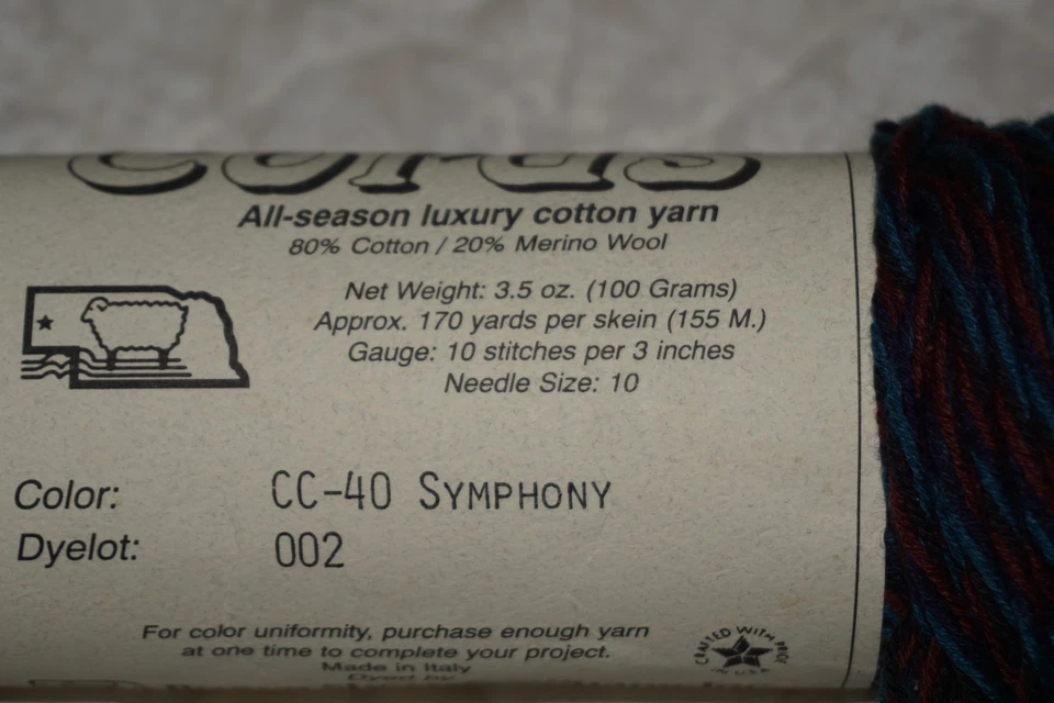 5 Balls, Brown Sheep Co., "Cotton Cords", Resonance, Cotton/Wool Yarn - Image 3 of 3