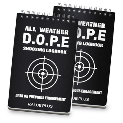 VALUE PLUS All Weather Proof DOPE Book for Rifle Shooting -Dope Log Black