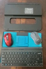 Logitech Compact Keyboard w/ Case 2 Wireless Mice Cooling Stand UNTESTED Lot