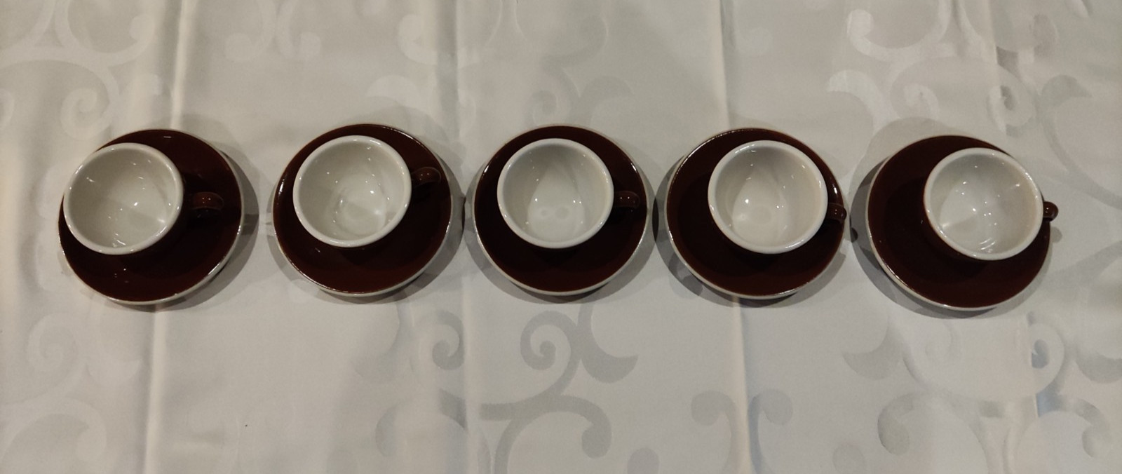 5 ACF Espressotassen mit Untertassen Espresso Tassen rund braun Made in Italy