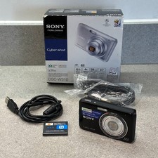 Sony Cyber-shot DSC-W310 12.1MP Digital Camera Black Tested Bundle Charger Cable