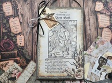 Handmade Junk Journal Booklet "VINTAGE GRIMOIRE", 40pg. Lg. 8.5X5.5 Ephemera